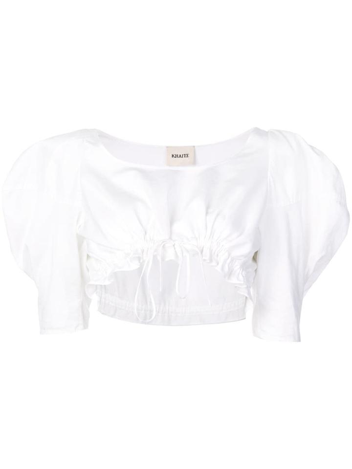 Khaite Puff Sleeve Cropped Blouse - White