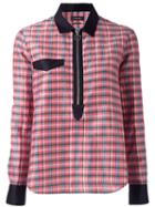 Isabel Marant Checked Zip Neckline Shirt, Women's, Size: 40, Pink/purple, Ramie/cotton/silk