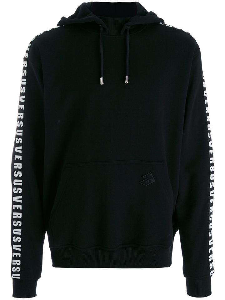 Versus Logo Print Hoodie - Black