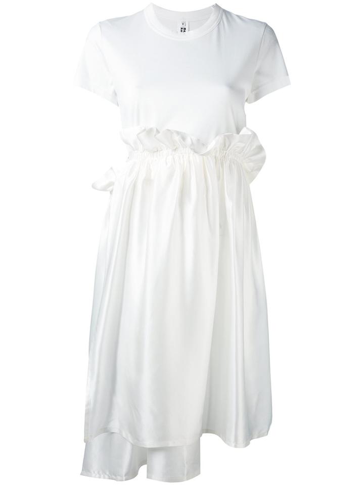 Comme Des Garçons Noir Kei Ninomiya - Ruffle Waist T-shirt Dress - Women - Silk/cotton - S, White, Silk/cotton