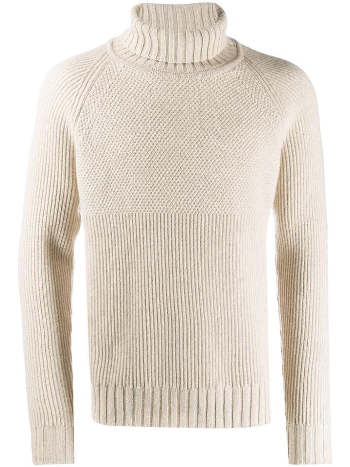 Belstaff Ribbed Turtleneck Jumper - Neutrals