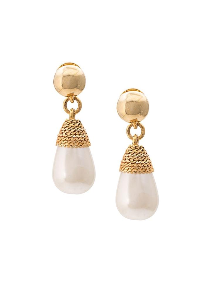 Oscar De La Renta Faux Pearl Drop Earrings - Gold