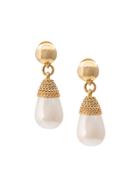 Oscar De La Renta Faux Pearl Drop Earrings - Gold