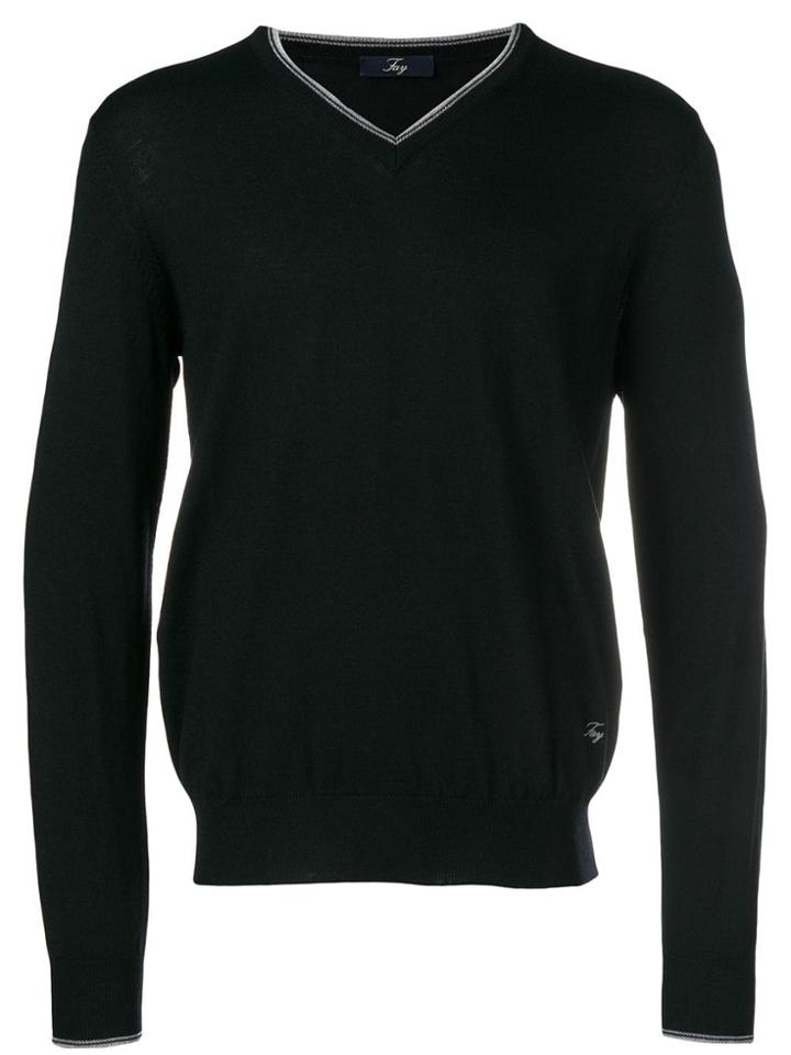 Fay V-neck Jumper - Black