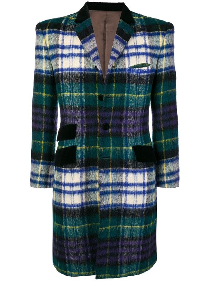 Jean Paul Gaultier Vintage Checkered Coat - Blue