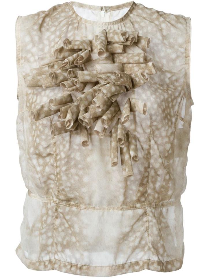 Comme Des Garçons Voluminous Appliqué Print Blouse, Women's, Size: S, Nude/neutrals, Polyester