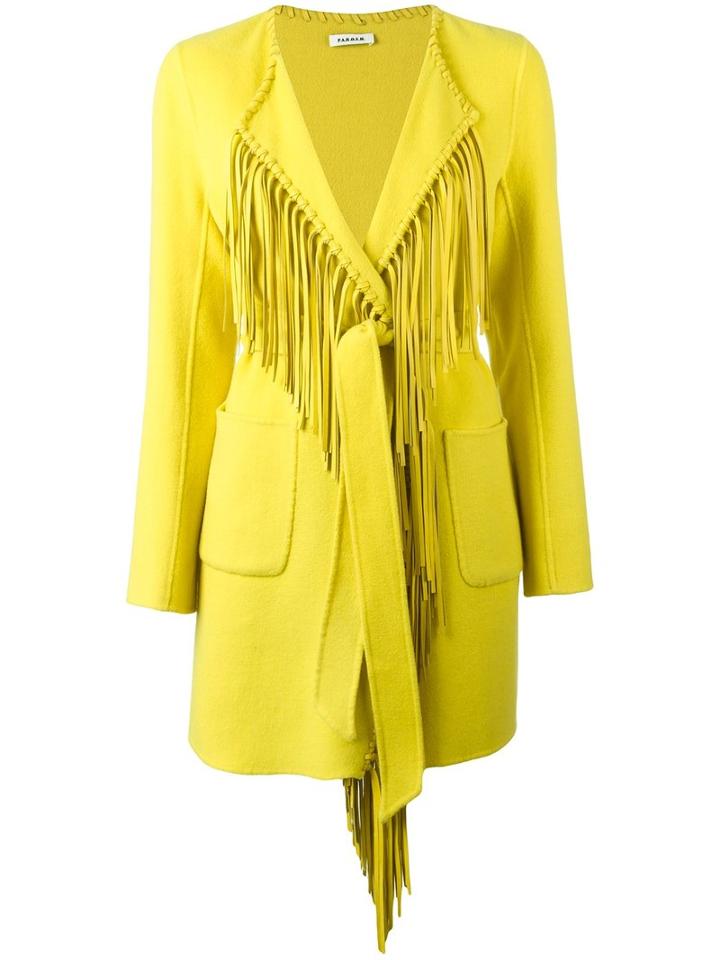 P.a.r.o.s.h. Lofry Fringed Coat, Women's, Size: Large, Yellow/orange, Wool/lamb Skin