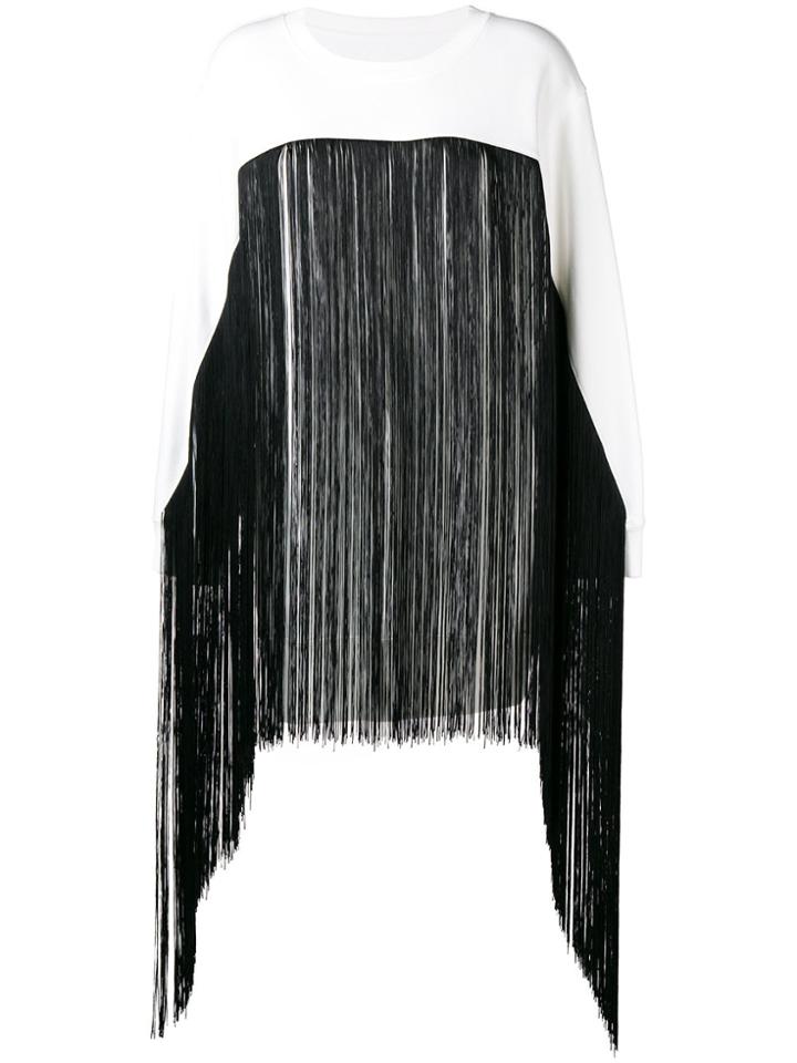 Mm6 Maison Margiela Fringed Long-line Sweater - White