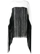 Mm6 Maison Margiela Fringed Long-line Sweater - White