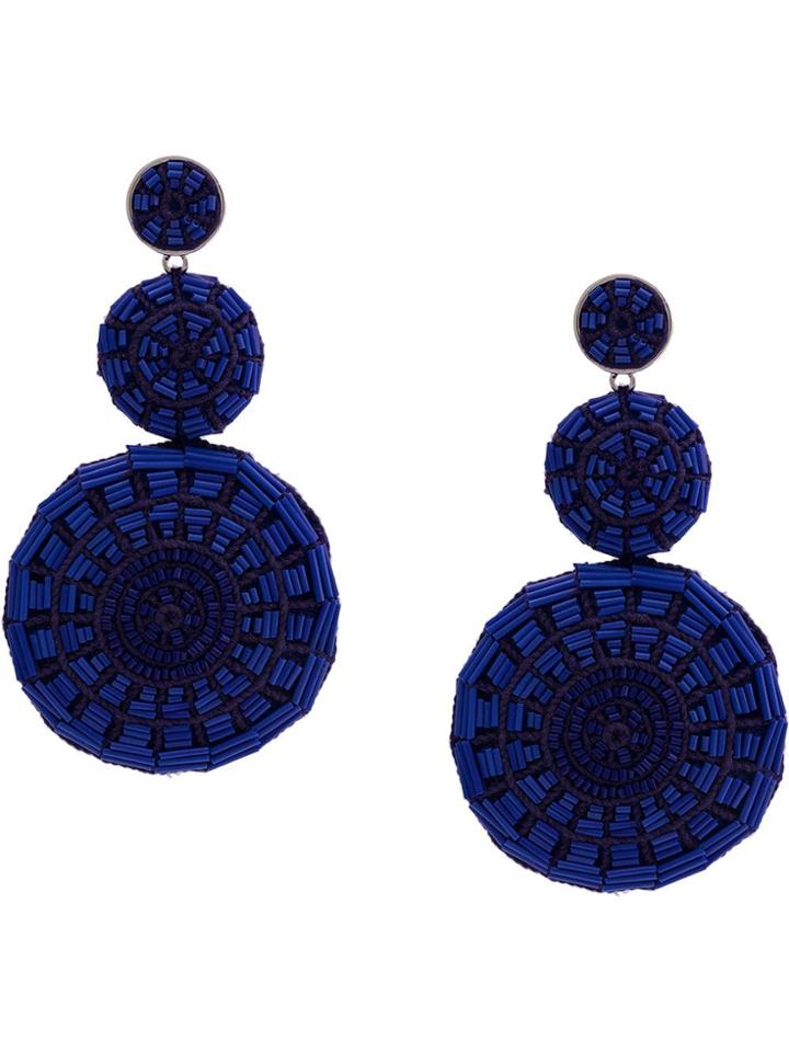 Mignonne Gavigan Embroidered Circle Earrings - Blue