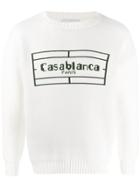 Casablanca Intarsia Knit Tennis-style Logo Jumper - White
