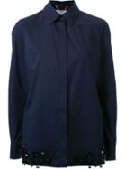 Muveil Embellished Hem Shirt, Women's, Size: 38, Blue, Cotton/polyester/polyurethane