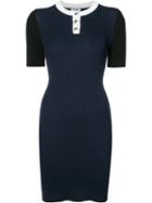 Courrèges - Ribbed Short Sleeve Dress - Women - Cotton/cashmere - 3, Blue, Cotton/cashmere