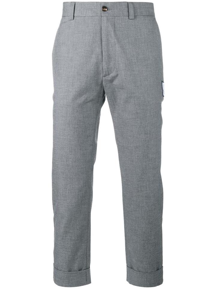Moncler Gamme Bleu Cropped Trousers, Men's, Size: 4, Grey, Cotton/cupro
