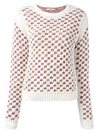 Julien David Checked Jumper, Women's, Size: Medium, White, Cotton/acrylic/nylon