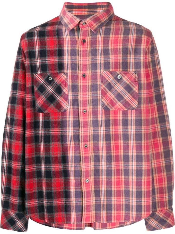 Sacai Two-tone Plaid Shirt - Red