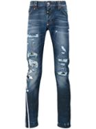 Philipp Plein - Distressed Straight-leg Jeans - Men - Cotton/polyester/spandex/elastane - 30, Blue, Cotton/polyester/spandex/elastane