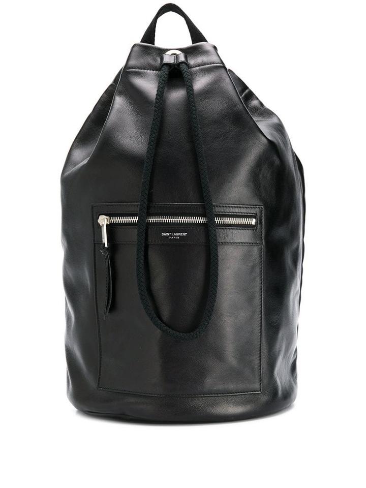 Saint Laurent Logo Print Bucket - Black