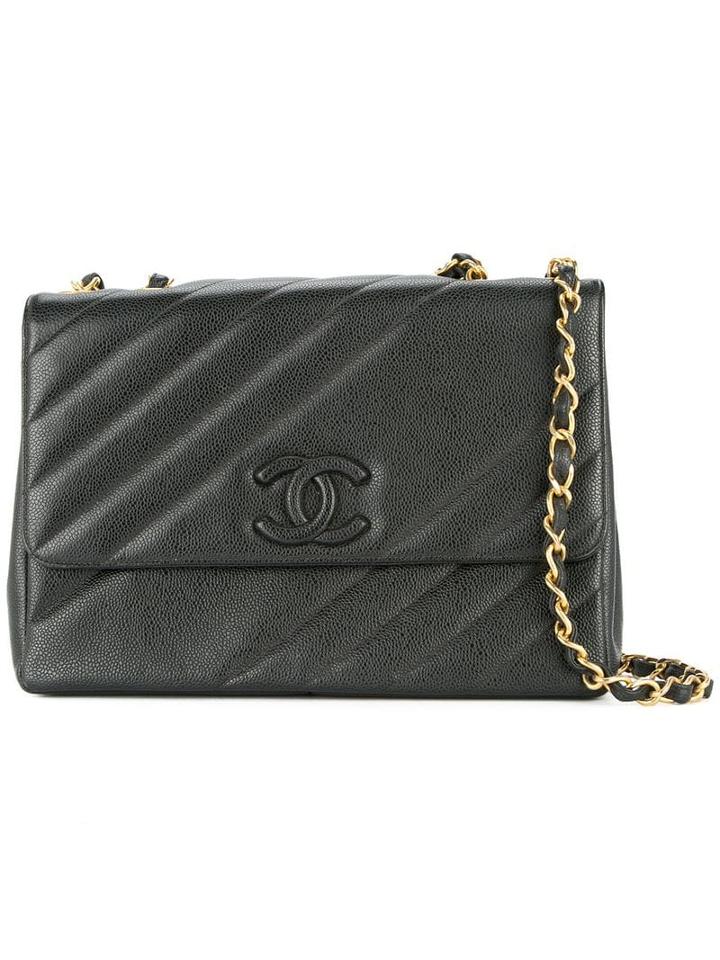 Chanel Pre-owned Chanel Jumbo Xl Chain Shoulder Bag - Black