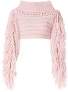 Philosophy Di Lorenzo Serafini Fringed Cropped Sweater - Nude &