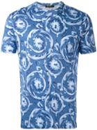 Versace Watercolour Baroque T-shirt, Men's, Size: Xl, Blue, Cotton