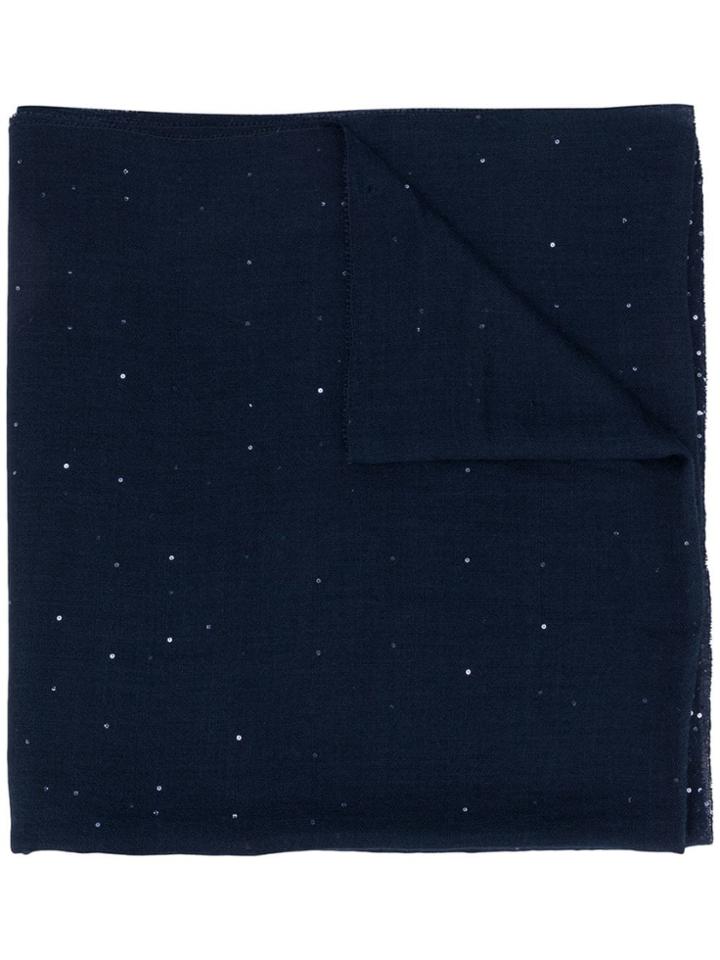 Salvatore Ferragamo Sequinned Knitted Scarf - Blue