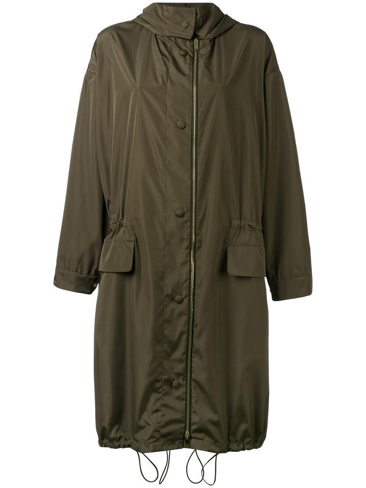 Stella Mccartney - Drawstring Hem Coat - Women - Polyester - 38, Green, Polyester
