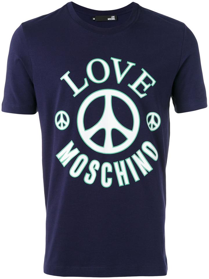 Logo Print T-shirt - Men - Cotton/spandex/elastane - Xl, Blue, Cotton/spandex/elastane, Love Moschino