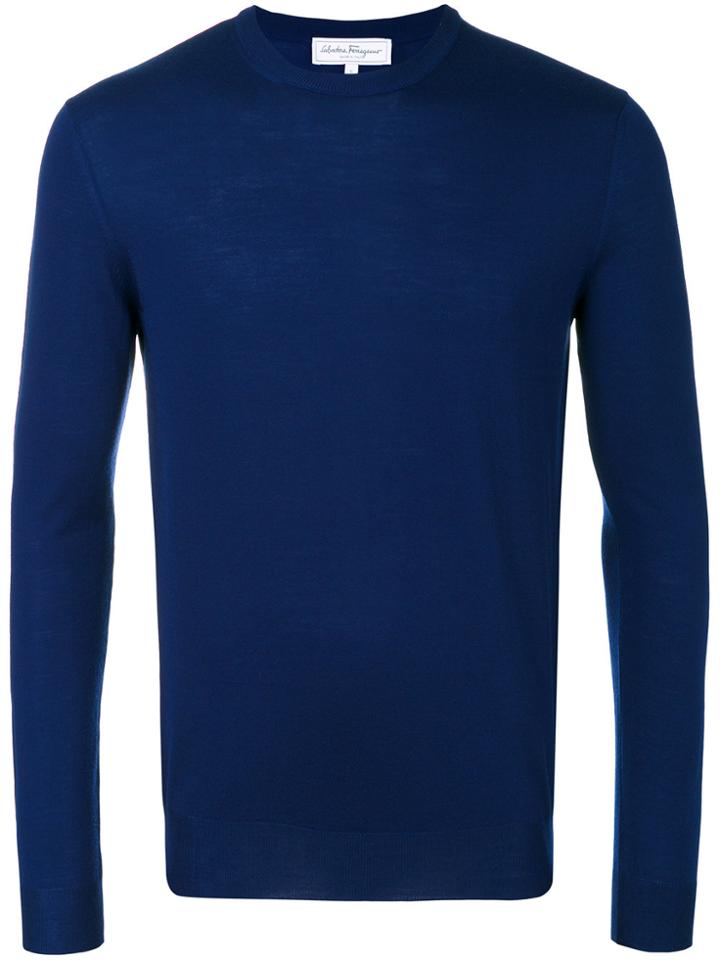 Salvatore Ferragamo Crew Neck Sweater - Blue