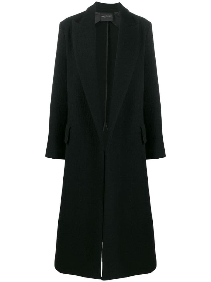 Erika Cavallini Long Single-breasted Coat - Black