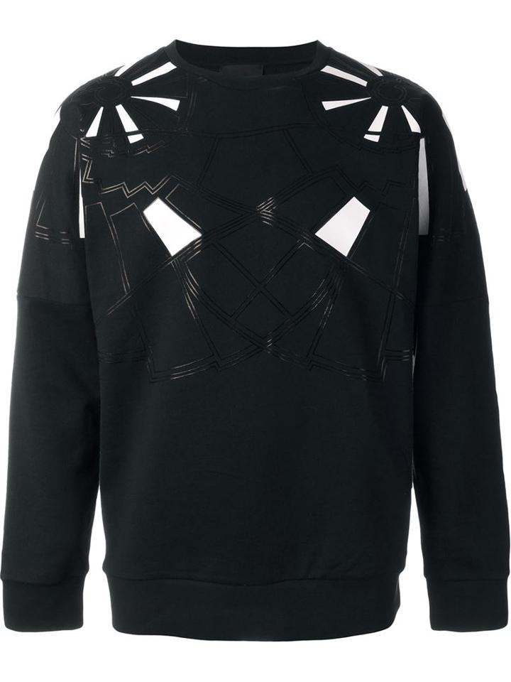 Les Hommes Geometric Pattern Sweatshirt, Men's, Size: Medium, Black, Cotton
