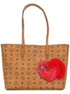 Mcm - Logo Print Maxi Tote - Women - Calf Leather - One Size, Women's, Brown, Calf Leather