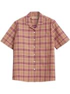 Burberry Check Cotton Short-sleeved Shirt - Pink & Purple