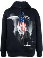 Neil Barrett Martin Luther King Hoodie, Men's, Size: Xxs, Blue, Viscose/polyurethane