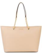 Michael Michael Kors - Mercer Chain Link Tote - Women - Calf Leather - One Size, Nude/neutrals, Calf Leather