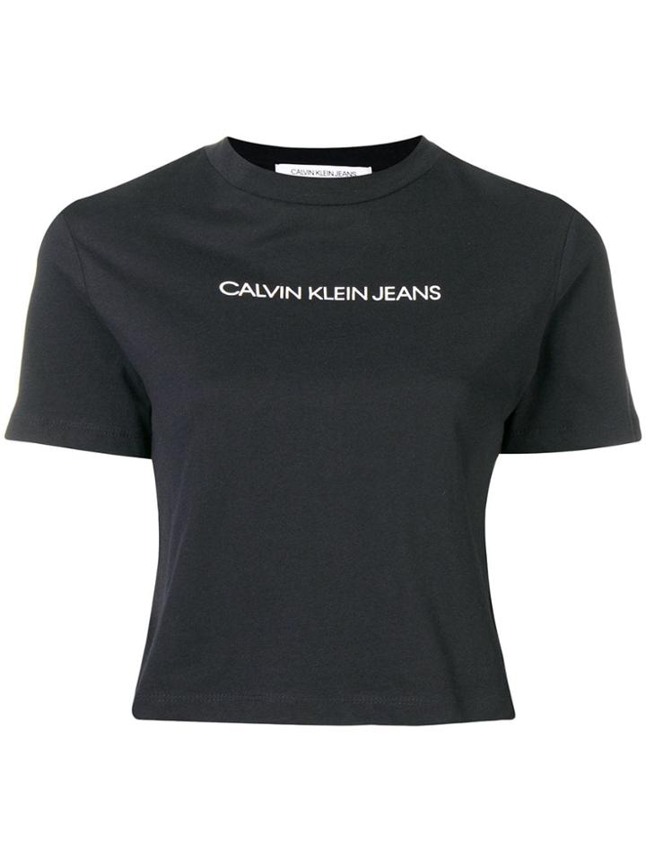 Calvin Klein Jeans Cropped Logo T-shirt - Black