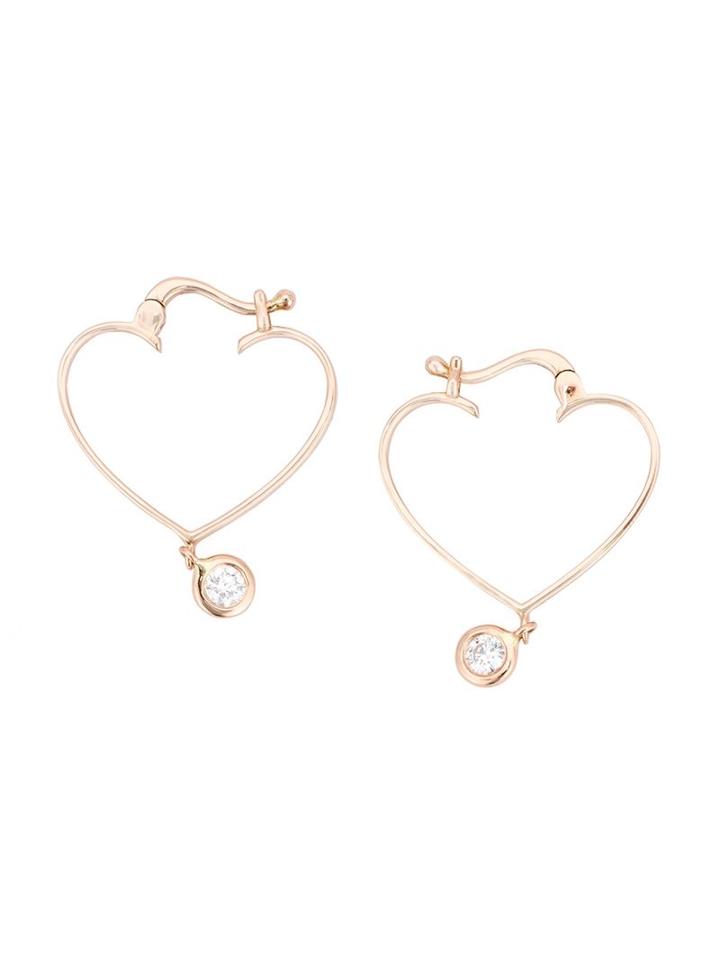 Luis Miguel Howard Summer Love Diamond Heart Earrings, Women's, Pink/purple, Gold/diamond