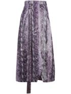 Sally Lapointe Snakeskin-print High-waisted Skirt - Purple