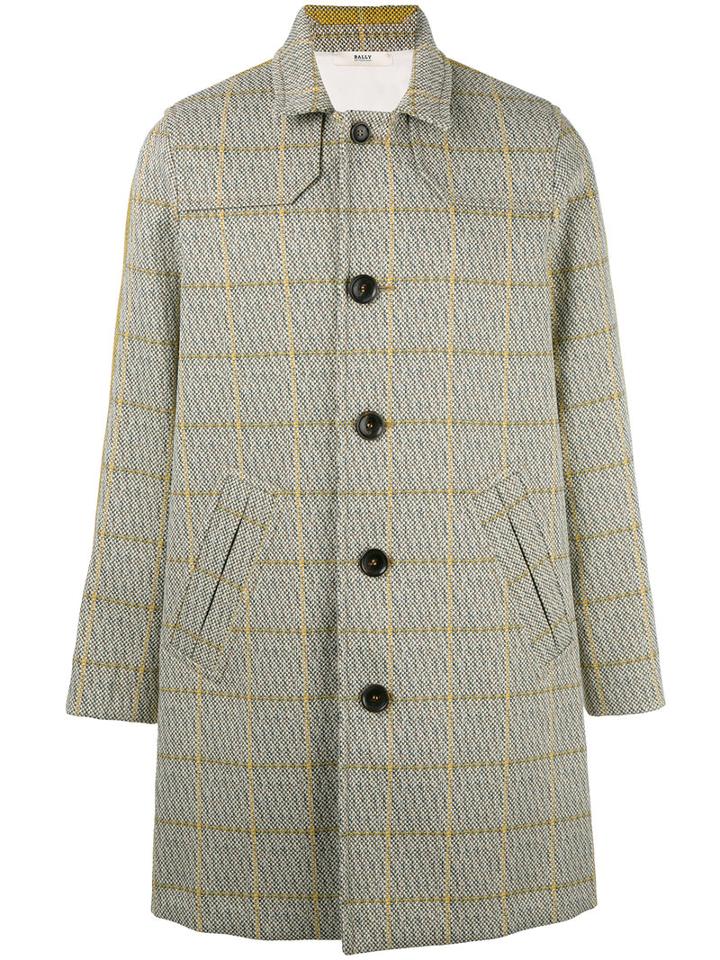 Bally Plaid Midi Coat, Men's, Size: 48, Yellow/orange, Polyester/virgin Wool/cupro