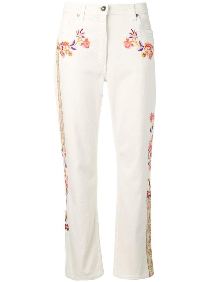 Etro Floral Embroidered Straight Jeans - Neutrals