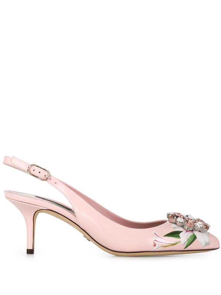 Dolce & Gabbana Lily-print Slingback Pumps - Pink