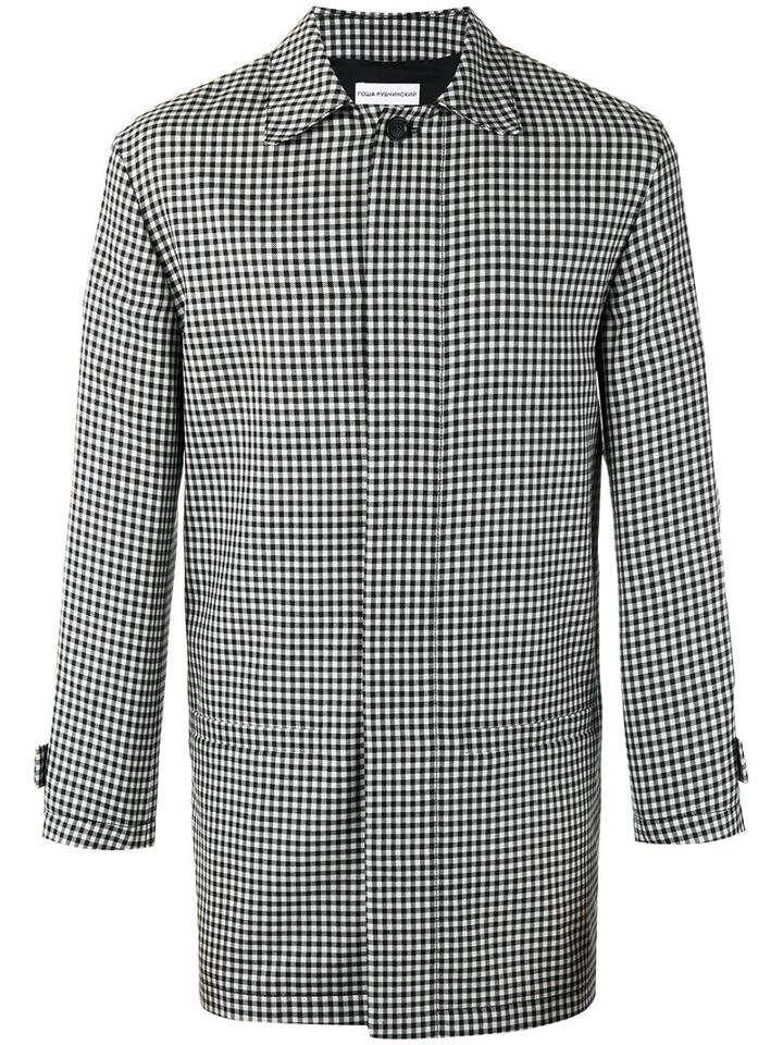 Gosha Rubchinskiy - Checked Coat - Men - Cupro/wool - Xs, Black, Cupro/wool
