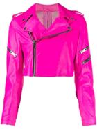 Manokhi Cropped Zip-up Biker Jacket - Pink