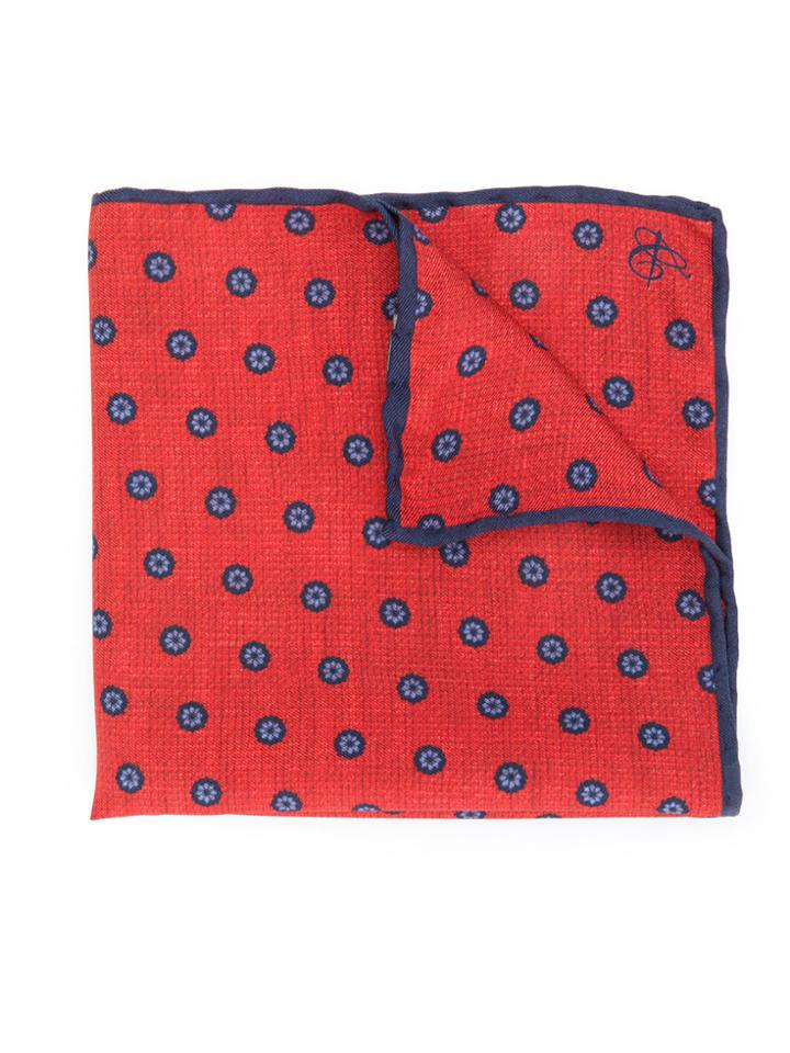 Canali Flower Spot Pocket Square - Red
