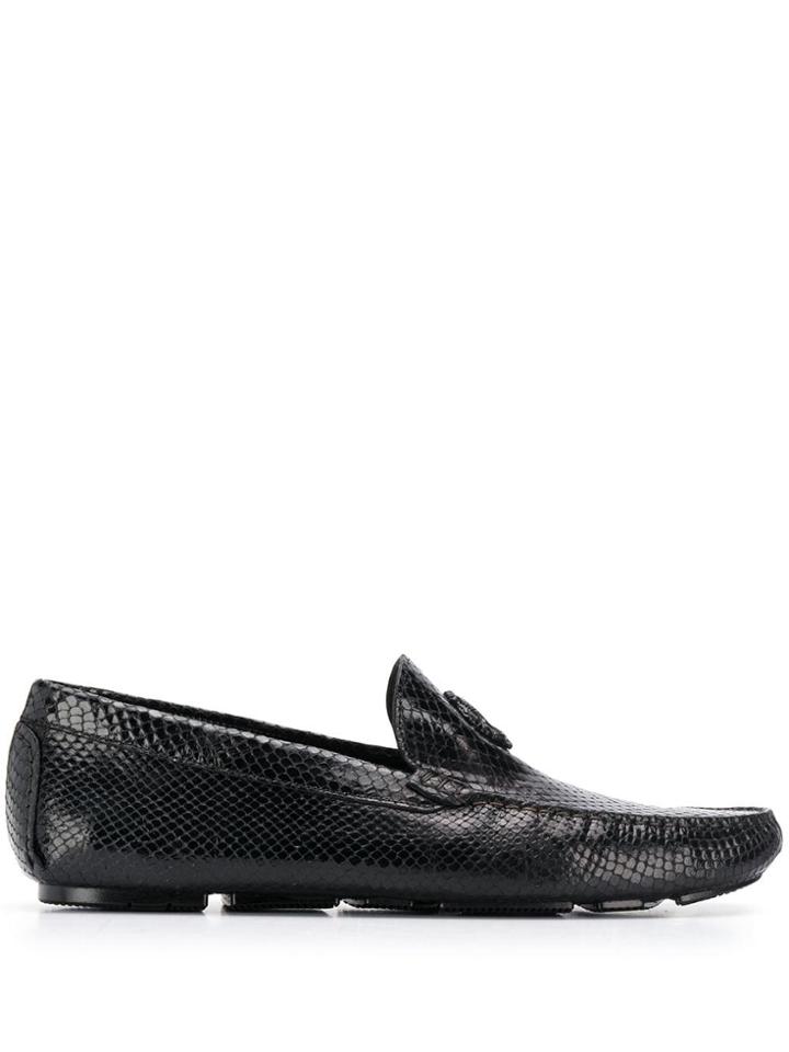 Roberto Cavalli Mirror Snake Loafers - Black