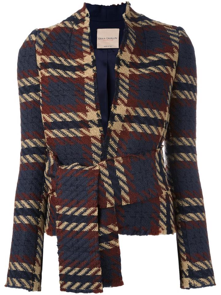 Erika Cavallini Plaid Check Jacket, Women's, Size: 42, Polyamide/viscose/virgin Wool