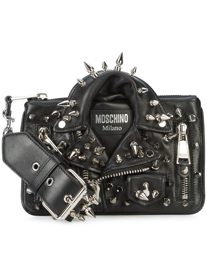 Moschino Studded Biker Jacket Wristlet - Black