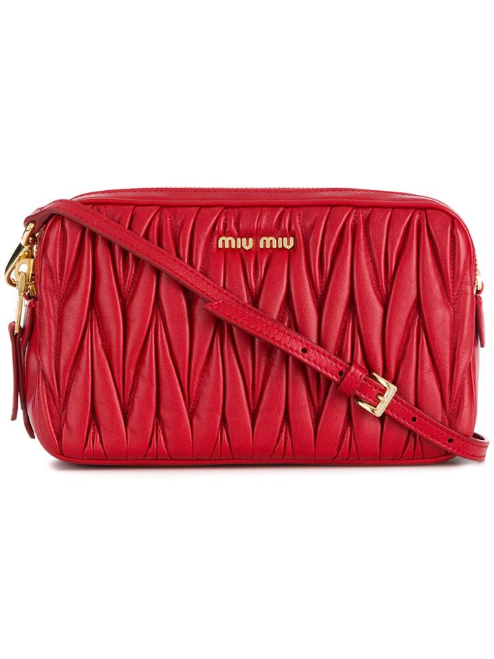 Miu Miu Chevron Pleated Textured Cross Body Bag