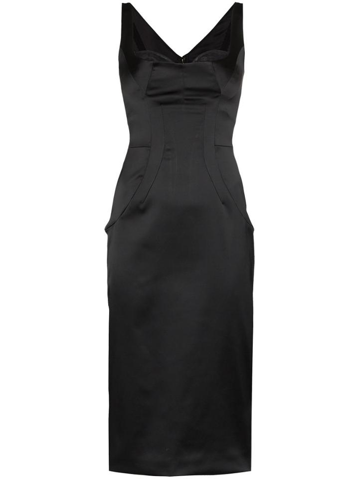 Dolce & Gabbana Satin Midi Dress - Black