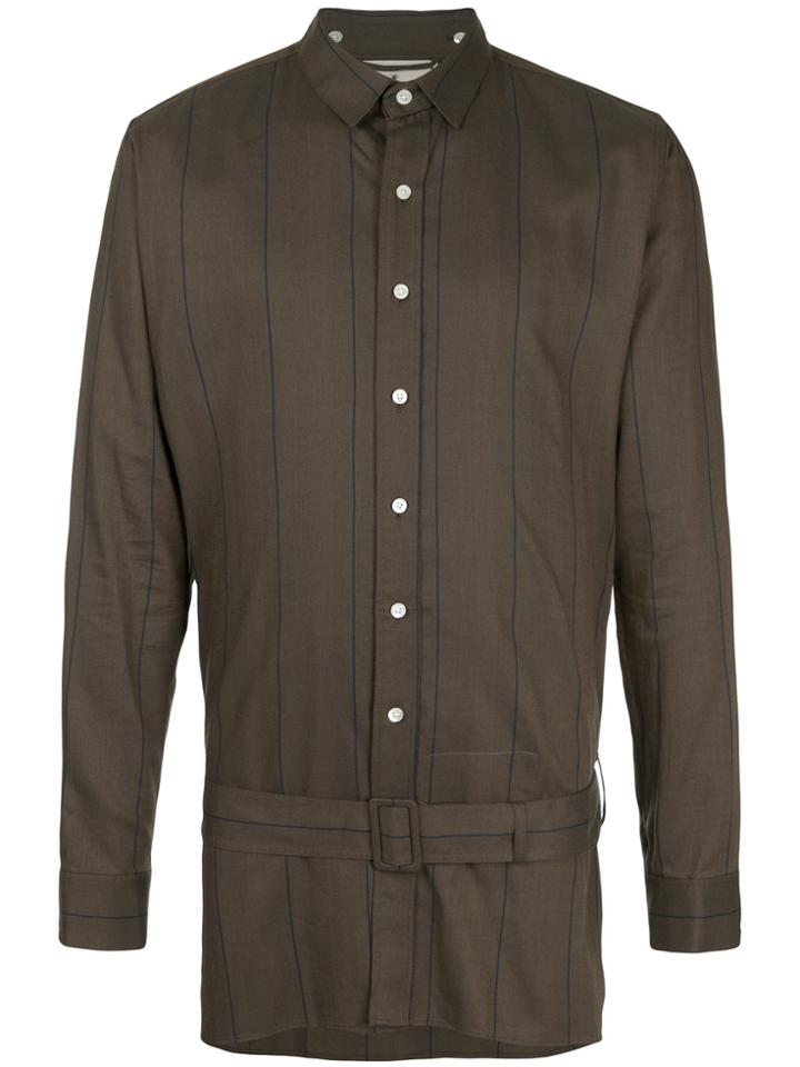 Maison Mihara Yasuhiro Long Sleeved Belted Shirt - Brown